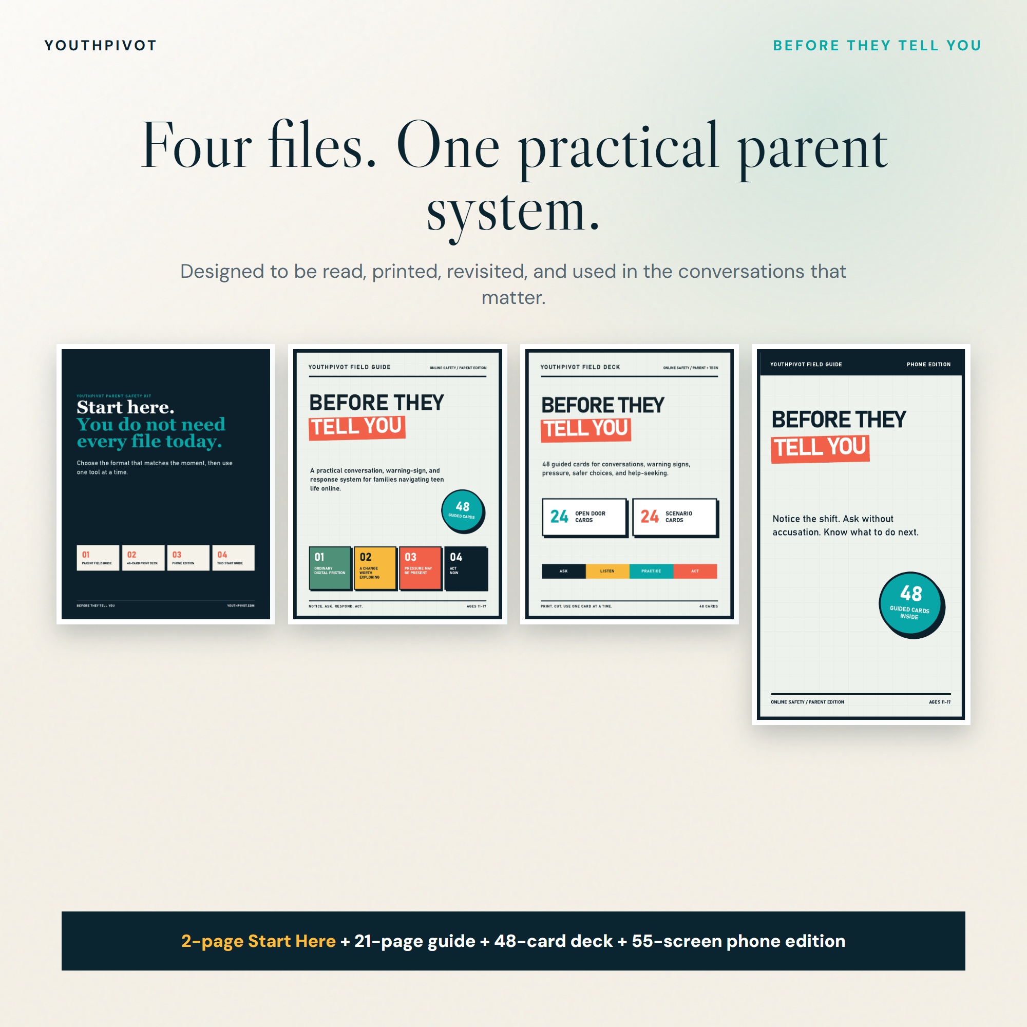 The four digital files included with Before They Tell You