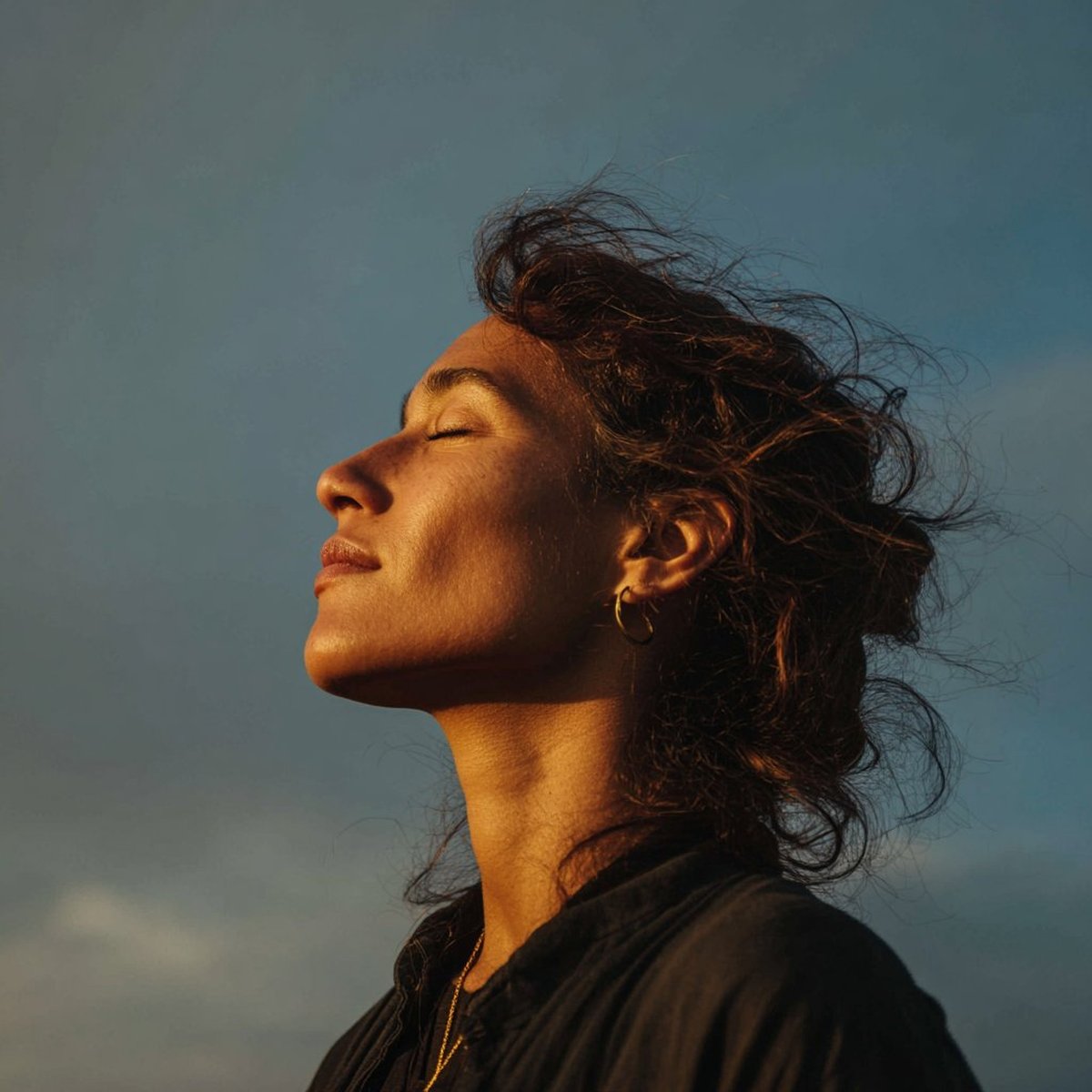 A mother in golden hour light — the moment before she knew what to do